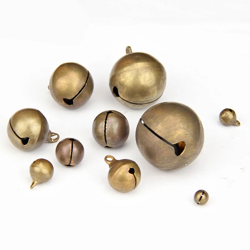 50 pçs/lote vintage retro 6-28mm cobre jingle bells para festa de casamento diy artesanal jóias acessórios ornamentos árvore de natal