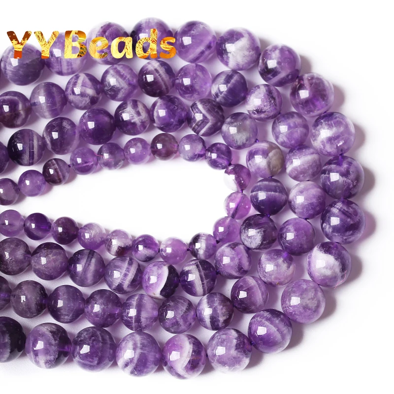 Natural Dream Purple Amethysts Quartz Beads Round Loose Craystal Beads For Jewelry Making DIY Bracelet Necklaces Accessories 15