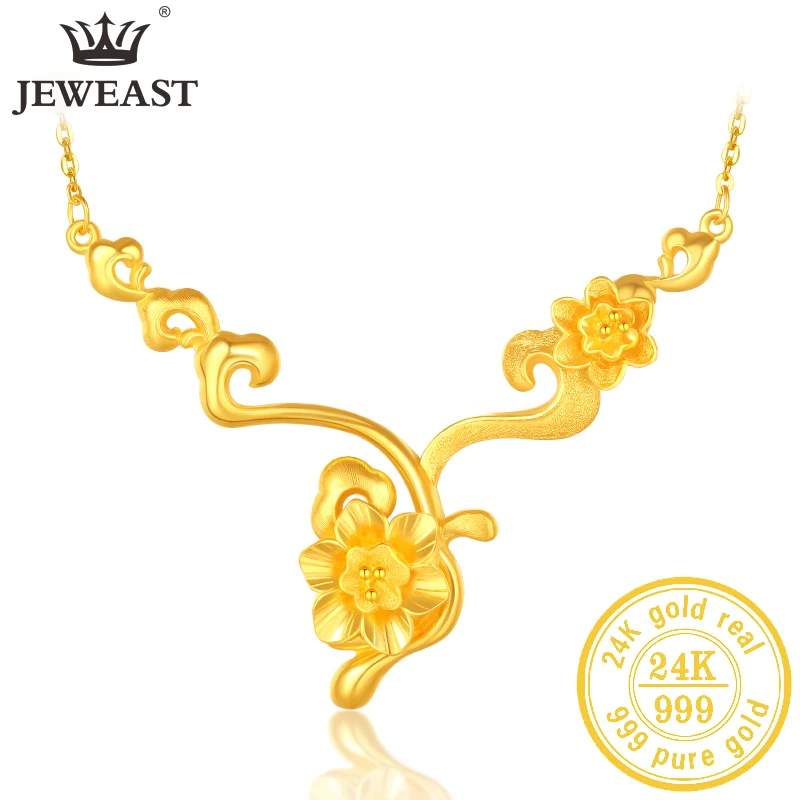 

JLZB 24K Pure Gold Necklace Real AU 999 Solid Gold Chain Beautiful Upscale Trendy Classic Party Fine Jewelry Hot Sell New 2023