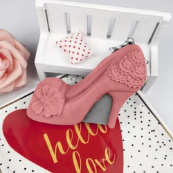 PRZY Women's Shoes Mold Soap Molds Mould Silicone Ladies Flower High Heels Molds Handmade Fondant Soap Clay Resin Candle Mould