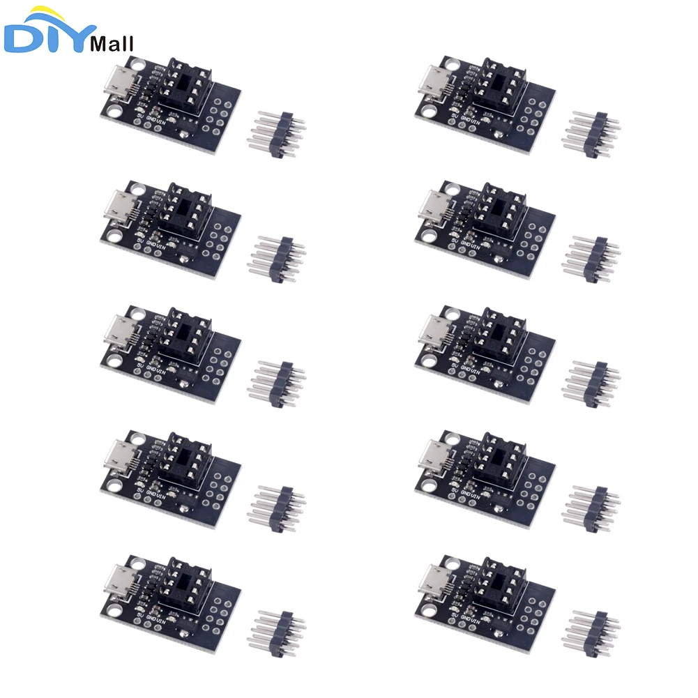 10pcs Pluggable Development Programmer Board for ATtiny13A ATtiny25 ATtiny45 ATtiny85 ATTINY85-20PU DIP-8