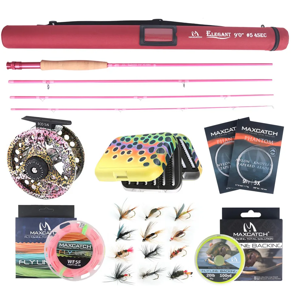 Maximumcatch 6.5FT/9FT 2wt/5wt Fly Fishing Rod 30T Carbon Fiber Medium Fast Action Fly Rod Reel Line Box Hooks Fully kit