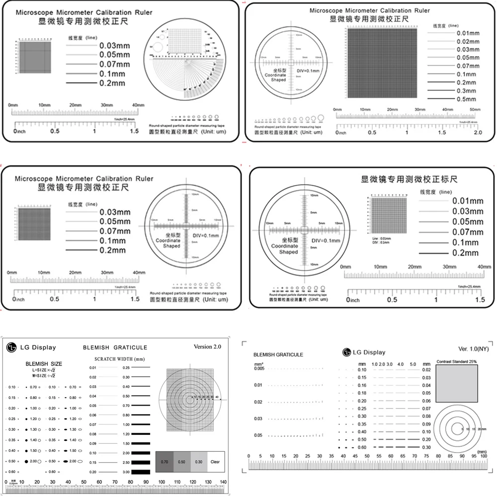 Soft Ruler Microscope Micrometer Calibration Slide Line Width Particle Diameter Measurement Tool High Precision Film Point Gauge