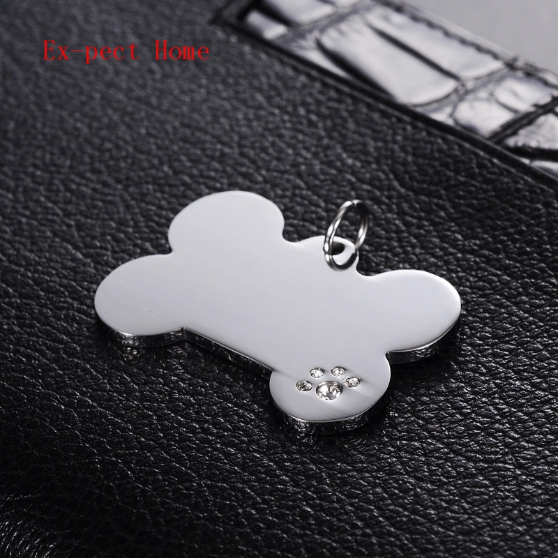 

200pcs Diamond Bone Shape Stainless Steel Pet Cat ID Card Tags Personalized Dog Name Adress Phone Pet Accessories