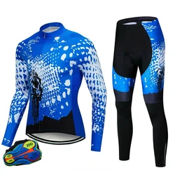 Camisetas de manga larga con pantalones para hombre, conjuntos de Ciclismo de equipo profesional, ropa deportiva de carreras, uniforme, Otoño e Invierno