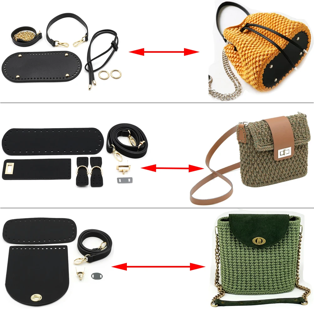 New Shoulder Handle Strap Accessories For Handbags Bag Set Leather Bag Bottoms Cover With Hardware For DIY Handbag #C