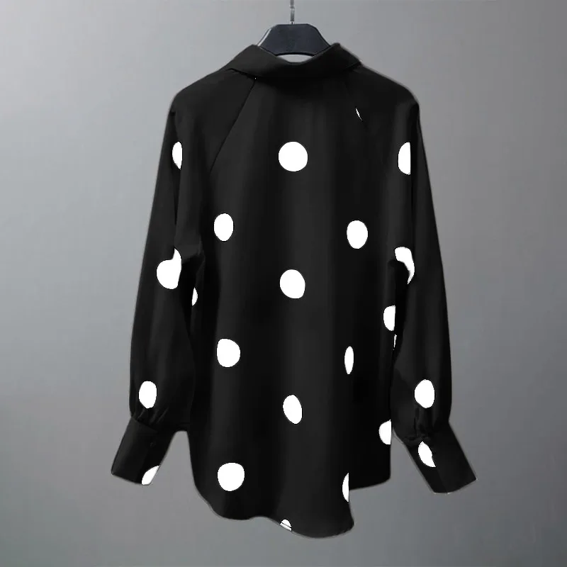 Women Autumn Long Sleeve Polka Dot Printed Blouse ZANZEA Elegant Lapel Neck Buttons Blusas Casual Tops Fashion OL Work Shirt