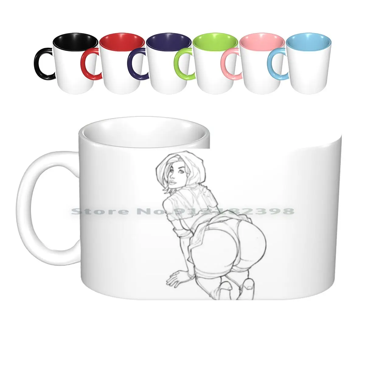 Little Red Diding Hood Booty Ceramic Mugs Coffee Cups Milk Tea Mug Comic Cartoon Explicit Pinup 18 Sex Sex Xxx Mature Content