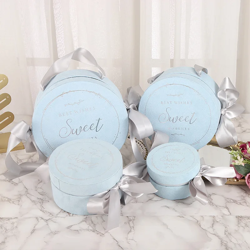 مستديرة المخملية Bowknot هدية صندوق الشريط يده صندوق زهور الزهور الحلوى أكياس التعبئة والتغليف لحفل زفاف عيد ميلاد #5