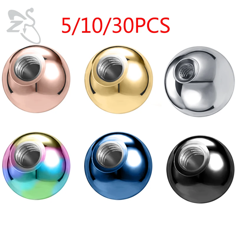 ZS 5/10/30PCS Stainless Steel Replacement Ball High Polish Piercing Bead Lip Eyebrow Tongue Ear Tragus Body Piercing Jewelry 16g