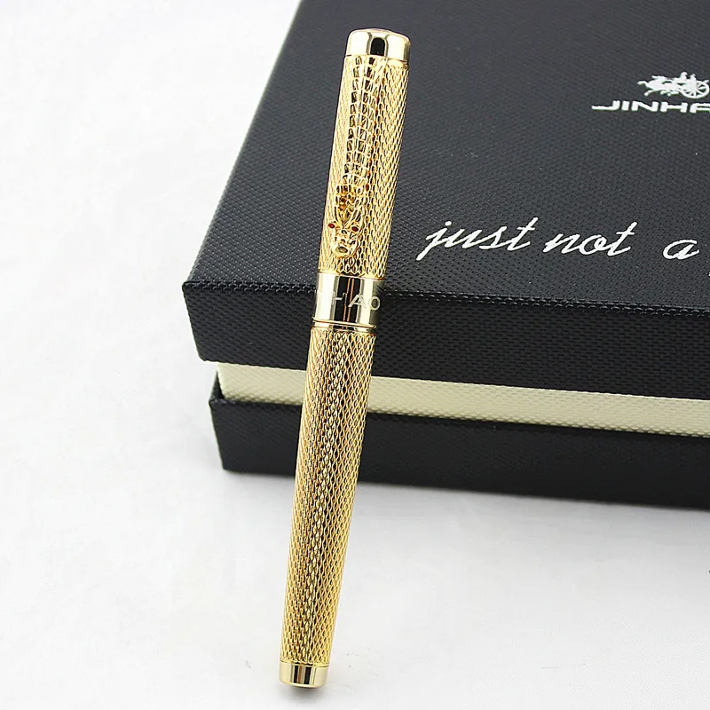 Jinhao Dragon Rollerball Pen com Estojo Original, Canetas Esferográficas de Metal, Presente de Natal, Alta Qualidade, Presente de Luxo, 1200