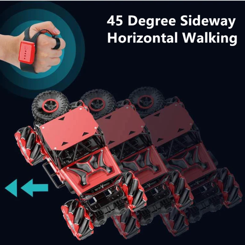 Guarda Gesture Control 4WD Stunt Drift Car Multi-terrain In Situ rotazione Rock Crawler Sideway orizzontale Walking RC Climbing Car