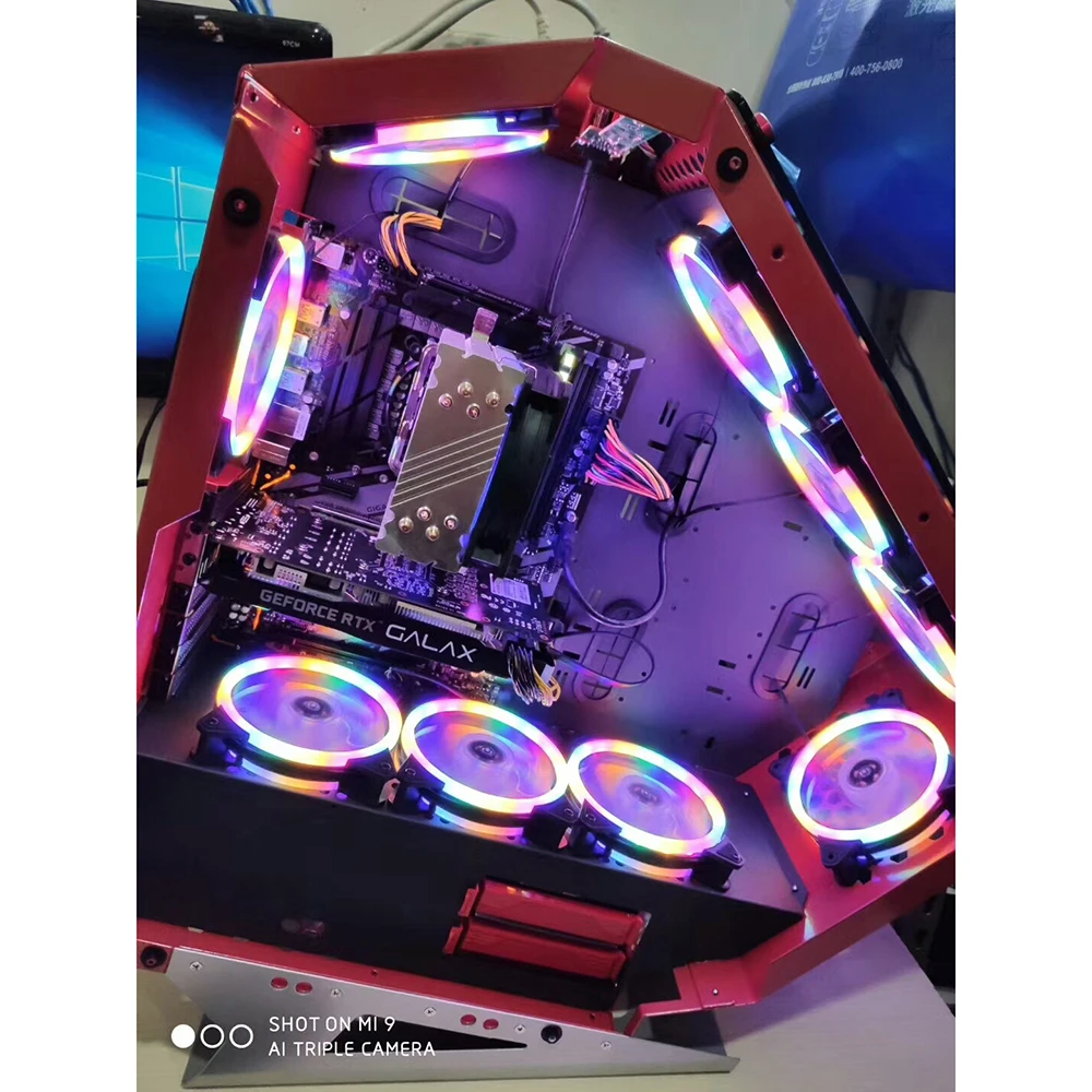 2pcs Computer fan 120mm cpu LED Fan pc fan 11blades  4color or 5color Water Cooler 120mm pc Fan Cooler double circle LED fan