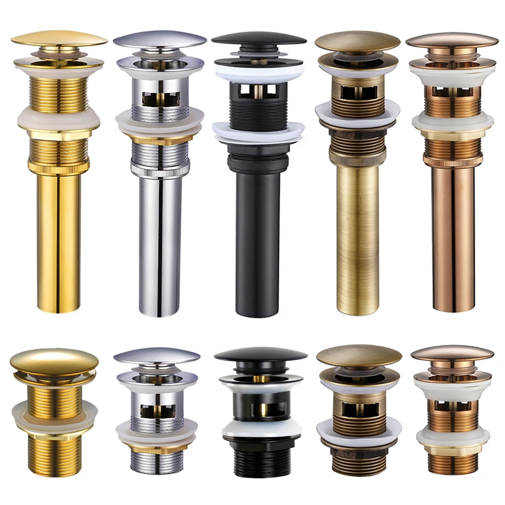 

Bathroom Basin Valve Pop Up Drain Filter Modern For Sink Accessory Faucet Brass Set Black Chrome Brass Washbasin Bounce Drain