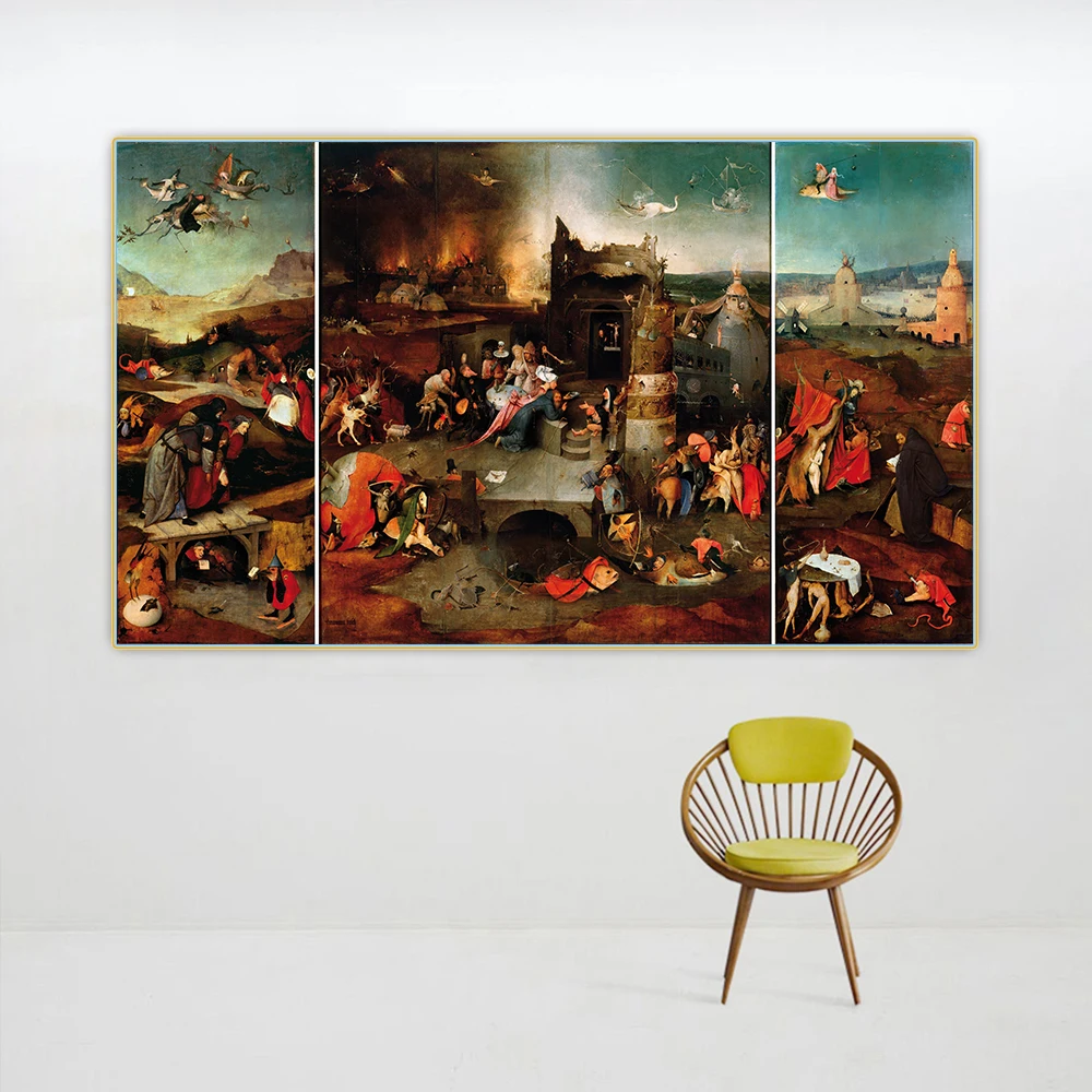 Citon Hieronymus Bosch 《 Las tentaciones de San Antonio, 1501 》 lienzo pintura al óleo obra de arte póster imagen decoración de fondo de pared