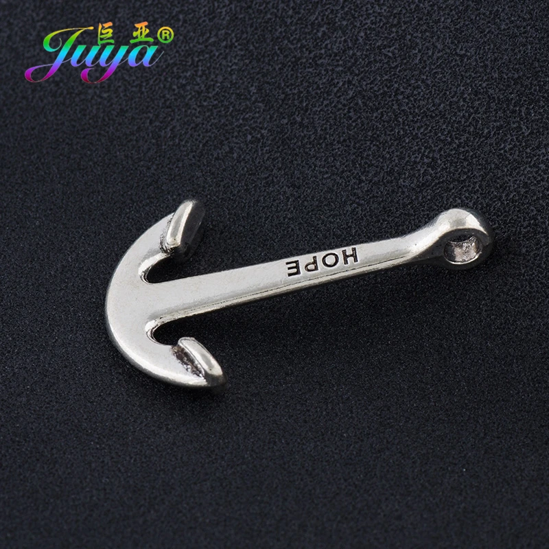 Wholesale 10pcs Men Paracord Bracelets Necklace DIY Making Findings Antique Silver Color Anchor Connector Pendant Accessories
