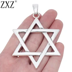 2pcs Tibetan Silver Large Star of David Charms Pendants for DIY Fashion Necklace DIY Jewelry Making Findings 87x60mm