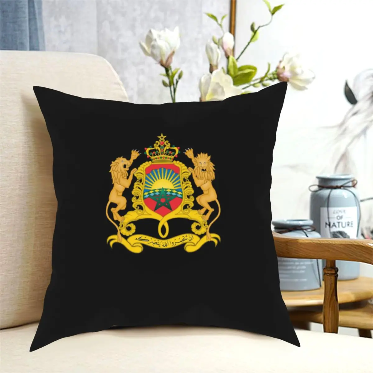 Fashion Morocco Of Arms National Moroccan Emblem Pillow Case Kingdom of Morocco Cushion Cover Decor Pillowcase for Sofa 40*40cm