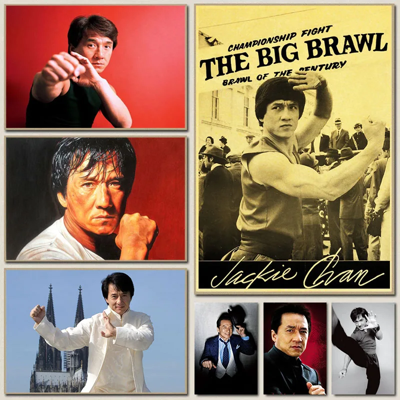 Kung Fu Martial Arts Movie Star Jackie Chan Canvas Painting Pictures and Posters Wall Art Poster for Living Room Home Decor