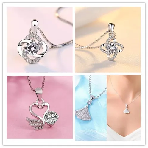 S925 Silver Necklace Pendant Diamond Luxury Cute/Romantic Flower Women Fine Jewelry Silver Wedding Fashion Necklace for Women