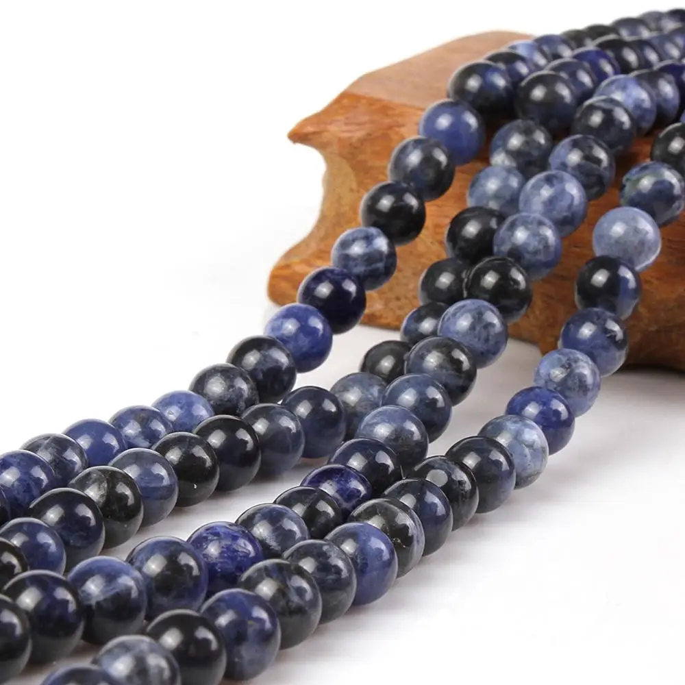 Natural Round Sodalite Gemstone Loose Beads 6mm 8mm 10mm 12mm For Necklace Bracelet DIY Jewelry Making 15inch Strand