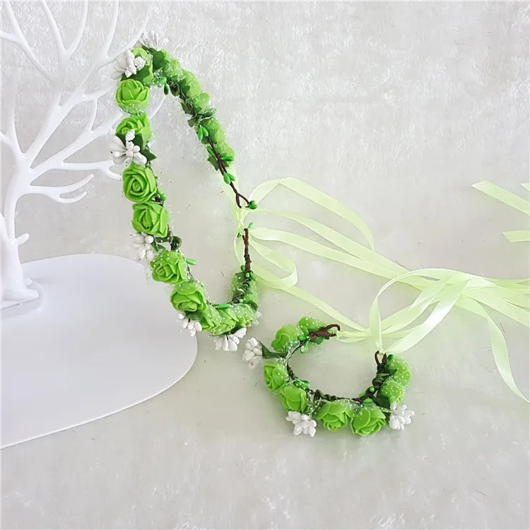 PE Rose Polsband Hoofdring voor Bruiloft Decoratie, Haar Bruidsmeisje Krans, Lood De Rol Haarband Handkleding, 13 Kleuren, 1 Set