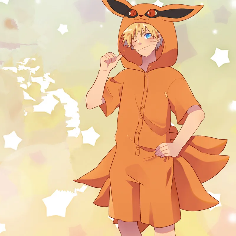 Anime Hokage Uzumaki Bijuu Kurama Kyuubi Cosplay Summer Costume Adult Unisex Winter Flannel Plush Kigurumi Pajamas Jumpsuits
