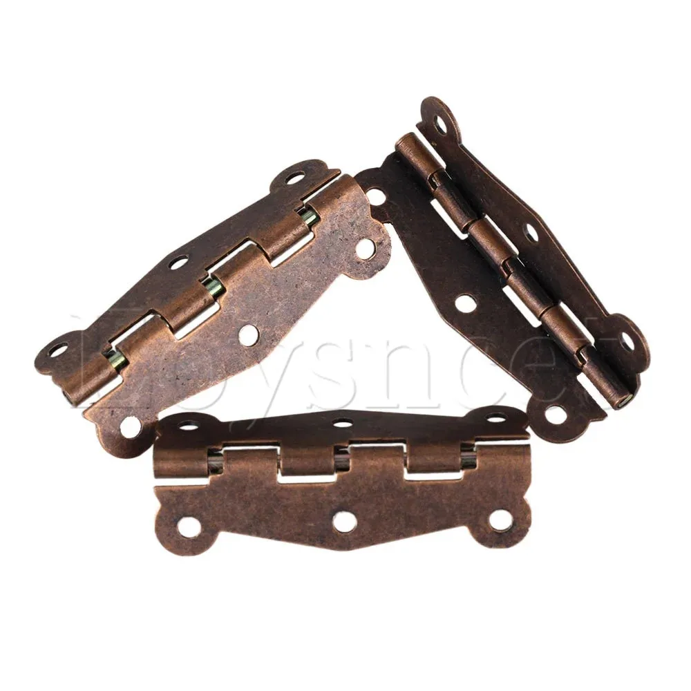 10pcs Iron D049 Antique Cabinet Surface Self-Closing Lace Hinges Red Bronze