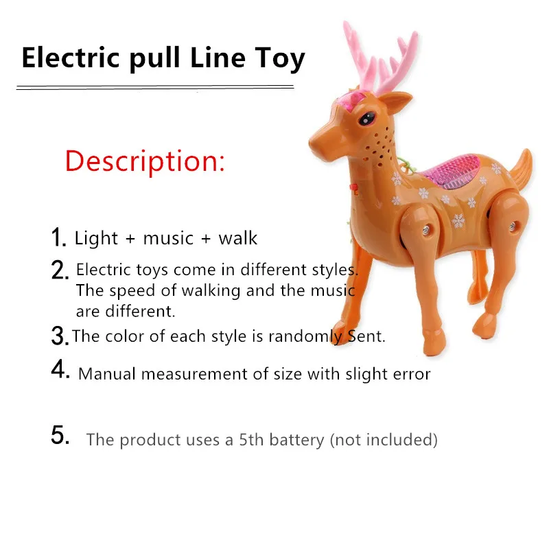 Linha de tração elétrica Brinquedo Animal, Unicórnio, Cavalo, Veado, Porco, Cão, Luz, Música, Andando, Corda de Tração, Chi