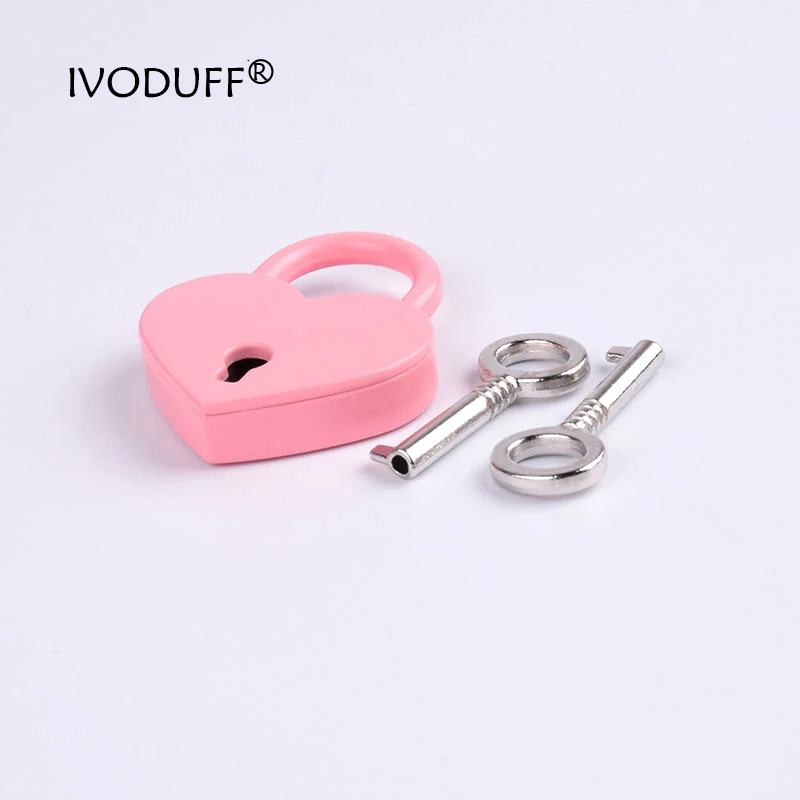 Heart Lock Lovely Pink  Metal Padlock With Heart Shape For Bag Decoration  30x39mm