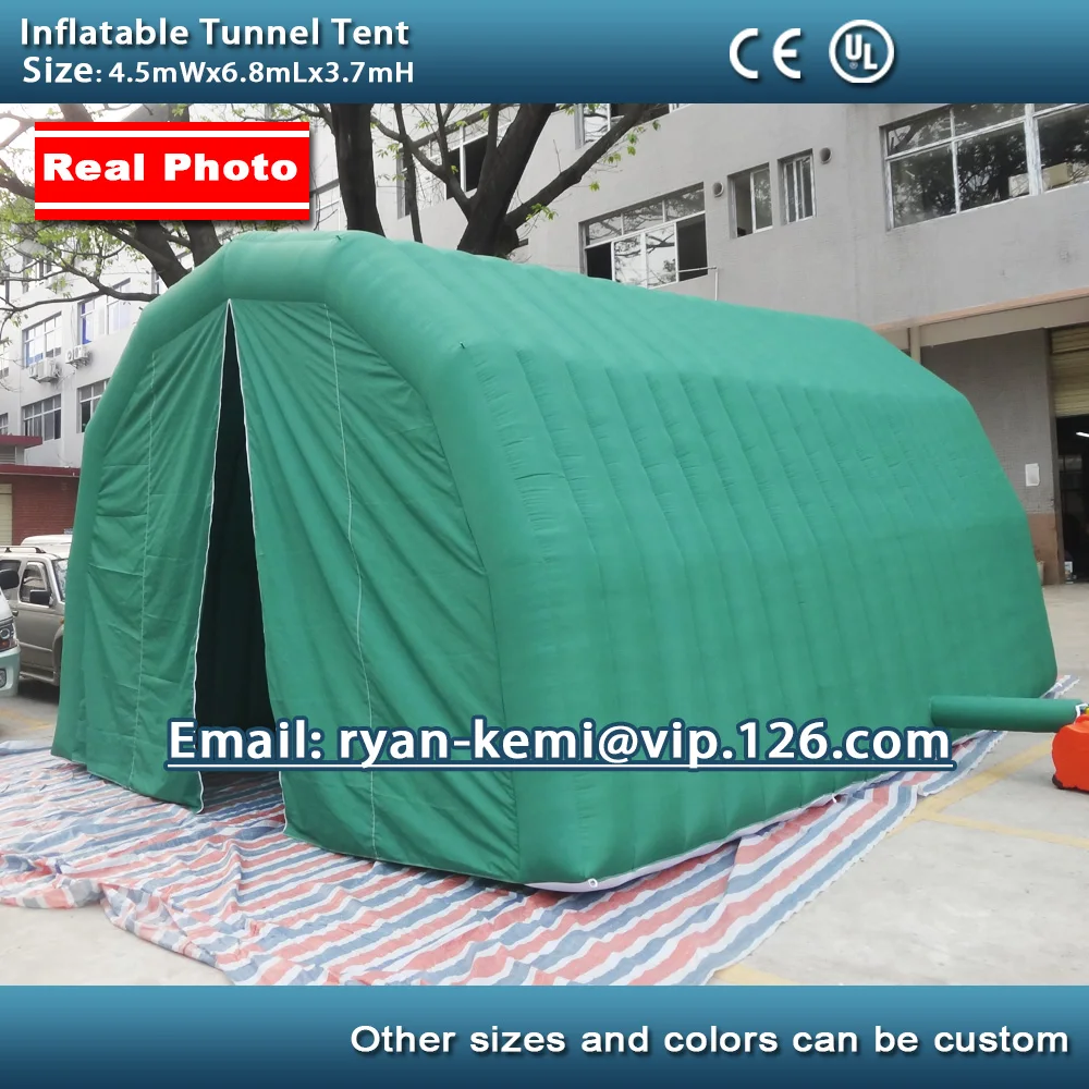 6.8m long green inflatable tunnel tent outdoor inflatable tent for events canvas roof car garage canopy football sports tunnel