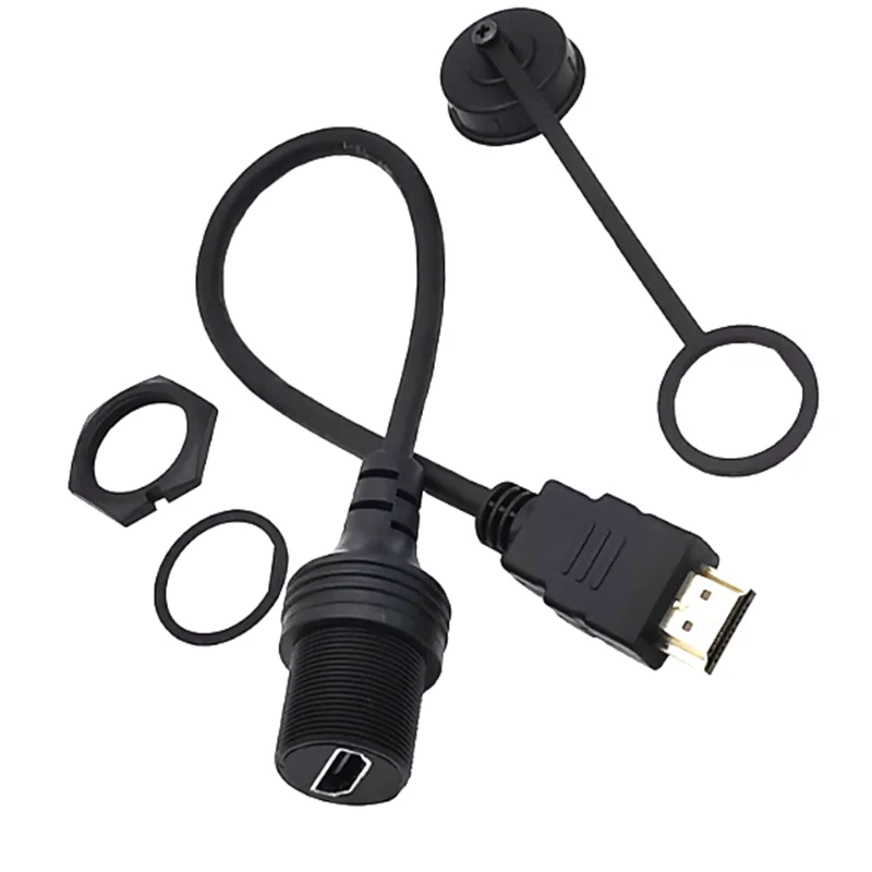 High-Definition HDMI-compatible 2.0 60ZH 4K Male to Female Dashboard Waterproof Car Motorcycle Ship Embedded Extension Cable