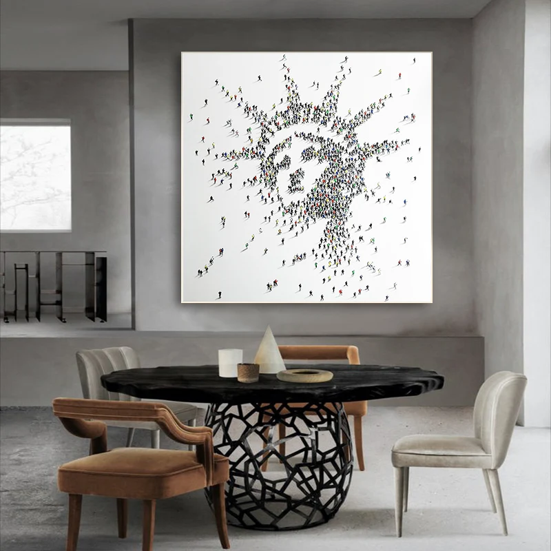 

Character hand-painted oil painting Statue of Liberty Ant-Man Living room bedroom decoration painting Customizable mural