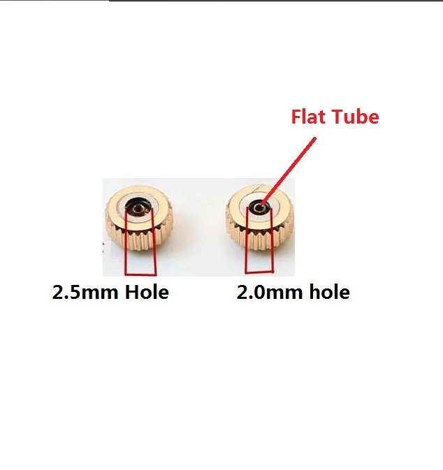 3.5mm 4mm 4.5mm 5mm 5.5mm 6mm 6.5mm 7mm Head Diameter Rose Gold Color Watch Crown with Flat Tube W2605