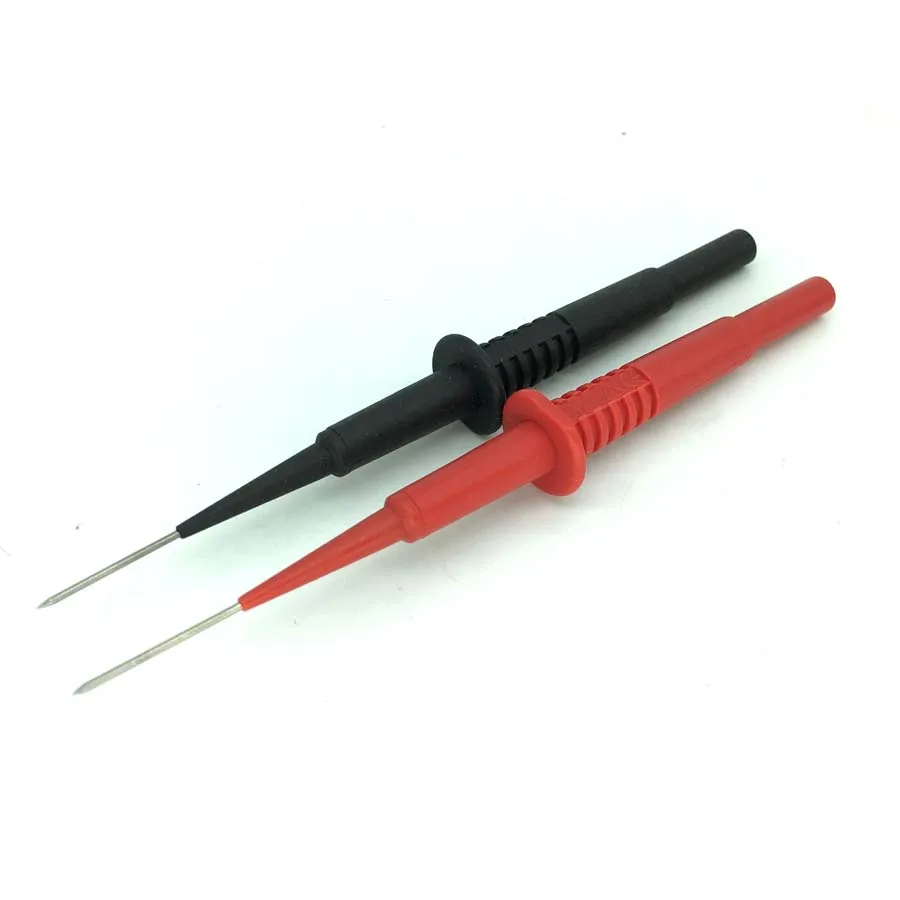 

2PCS CATII 600V 1.0mm Insulation Piercing Needle Non-destructive Multimeter Test Probes Red/Black For 4mm Banana Plug