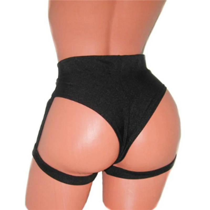 Women Pure Color Pole Booty Bottoms Hot Cheeky Pants for Twerk High Waist Exotic Shorts