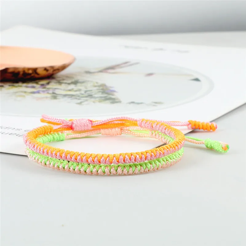 2pc Fashion Handmade Braided Couples Bracelets Lucky Knot Rope Tibetan Buddhist Bracelet Adjustable Size Jewelry For Women Men