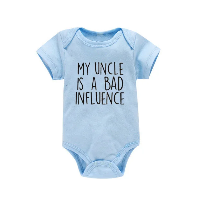 My Uncle Is A Bad Influence Baby Bodysuit Cotton Summer Baby Pregnancy Announcement Onesie Boys Girls Clothes Baby Shower Gift