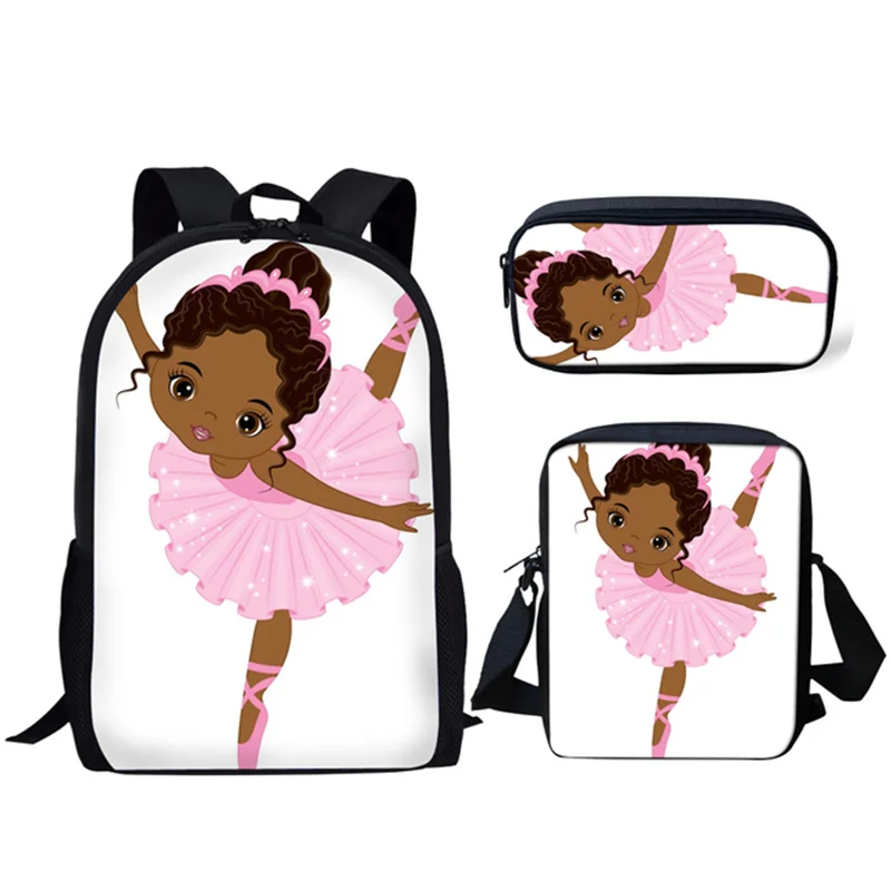 ELVISWORDS-Conjunto de mochila de Ballet para niña, mochilas escolares con estampado de dibujos animados para estudiantes, mochila de viaje, paquete de vestido para niños