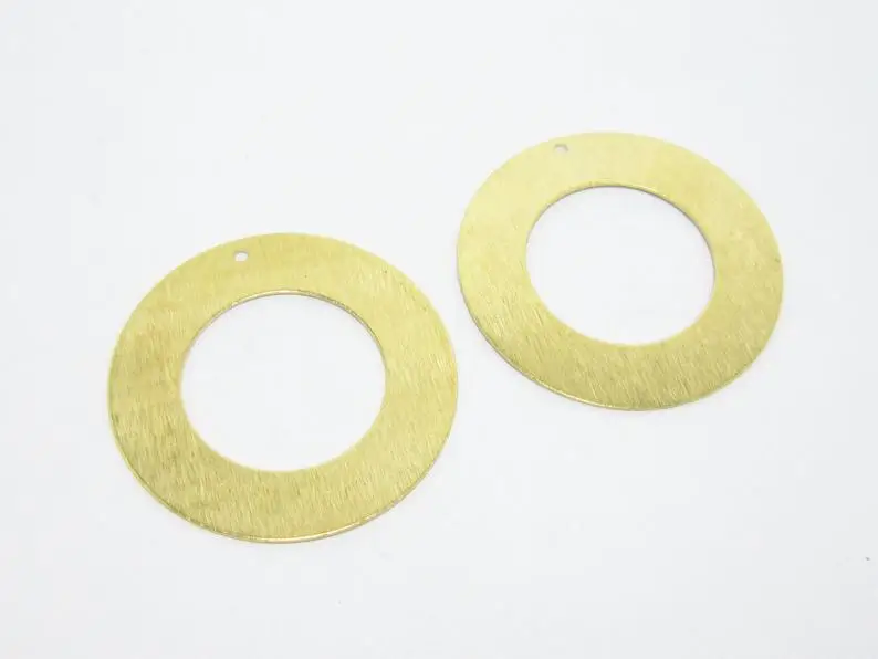 6pcs Textured Round Brass Charms, Round Circle Earring Pendant, 35x0.6mm, Round Brass Findings, Jewelry Making R701