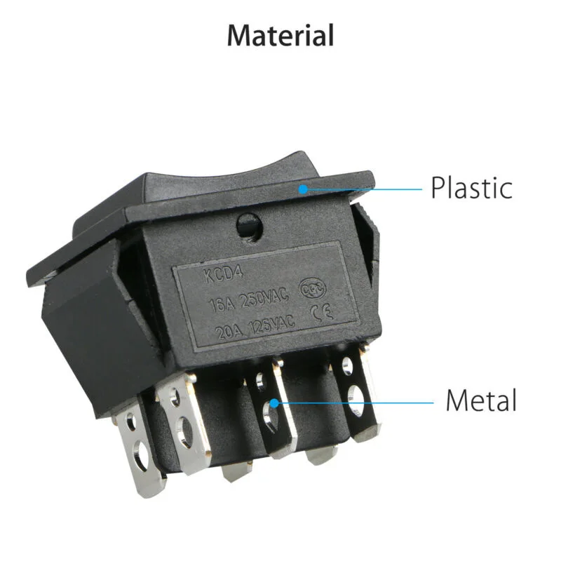 2-pak 6-pinowy DPDT Dwubiegunowy podwójny rzut 20 A Chwilowy przełącznik kołyskowy Wytrzymały przełącznik kołyskowy do szyby samochodowej