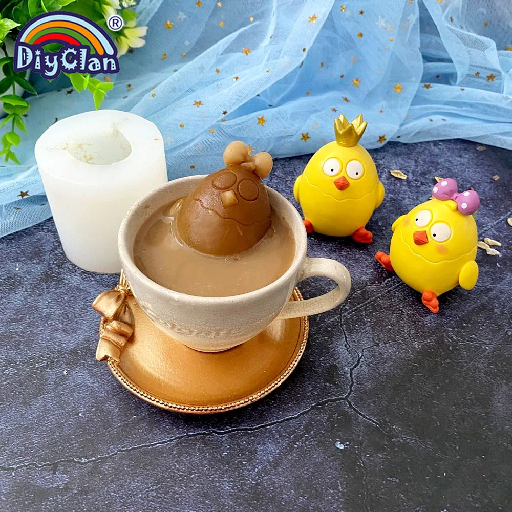 3D Chick Shape Silicone Clay Molds Chicken Gypsum Animal Candle Mould Cake Topper Decorating Baking Tools Soap Making Handicraft