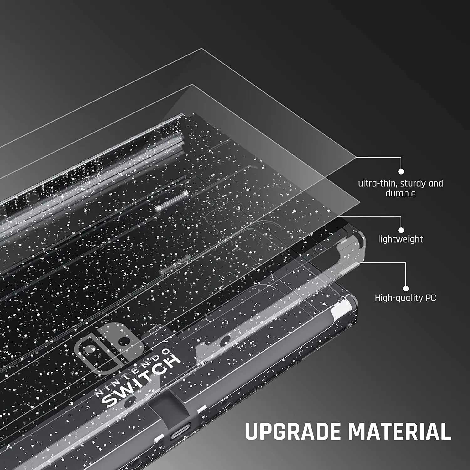 Dockable Crystal Sparkly Skin Glitter Clear Case Hard Protective Cover for Switch OLED and Joy Con Controller Game Accessories