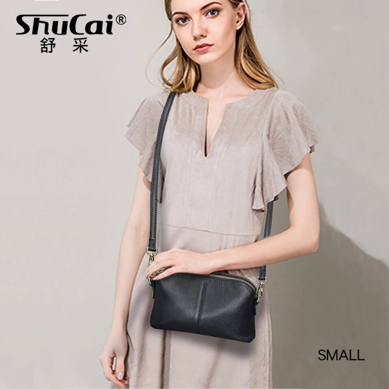 SHUCAI Genuine Leather High Quality Clutch bag Fashion trend Women messenger bag Dual purpose Leisure bag Shoulder Crossbody bag