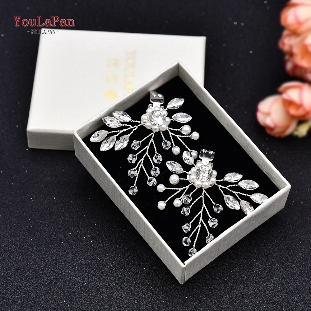 YouLaPan X02 Silver Bride Shoes Clips Pearl Rhinestone Wedding Shoes Buckle Women Shoes Accessories High Heel Decoration