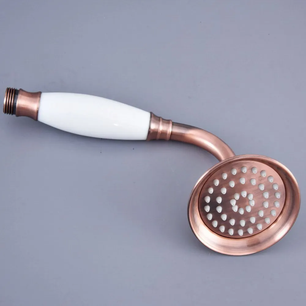 Antique Red Copper Ceramics & Brass Telephone Style Bathroom Handheld Shower Head Water Saving Sprayer Hand Shower Head