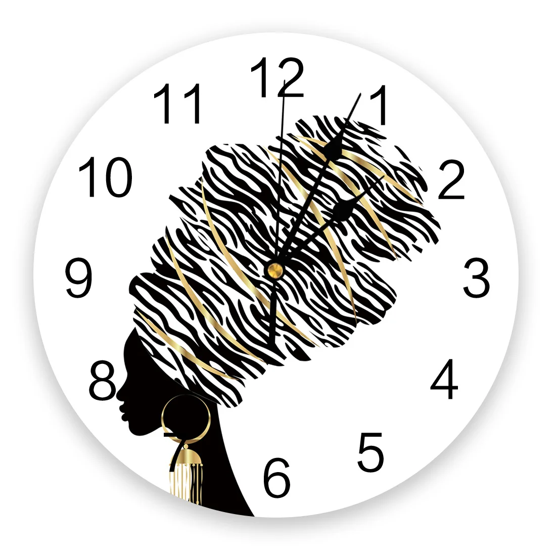 African Black Women Creative Wall Clock For Home Office Decoration Living Room Bedroom Kids Room Hanging Watch