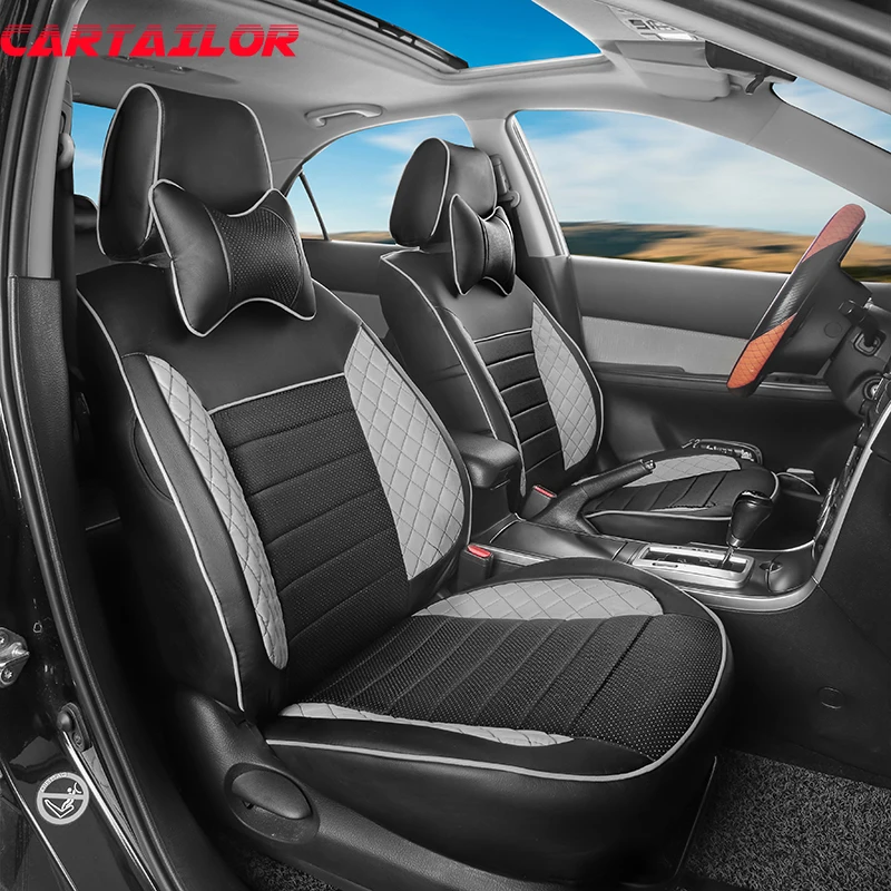 CARTAILOR Custom Fit Seat Covers & Supports for Toyota Verso 2011 2013 Car Seat Cover PU Leather Auto Interior Accessories Set