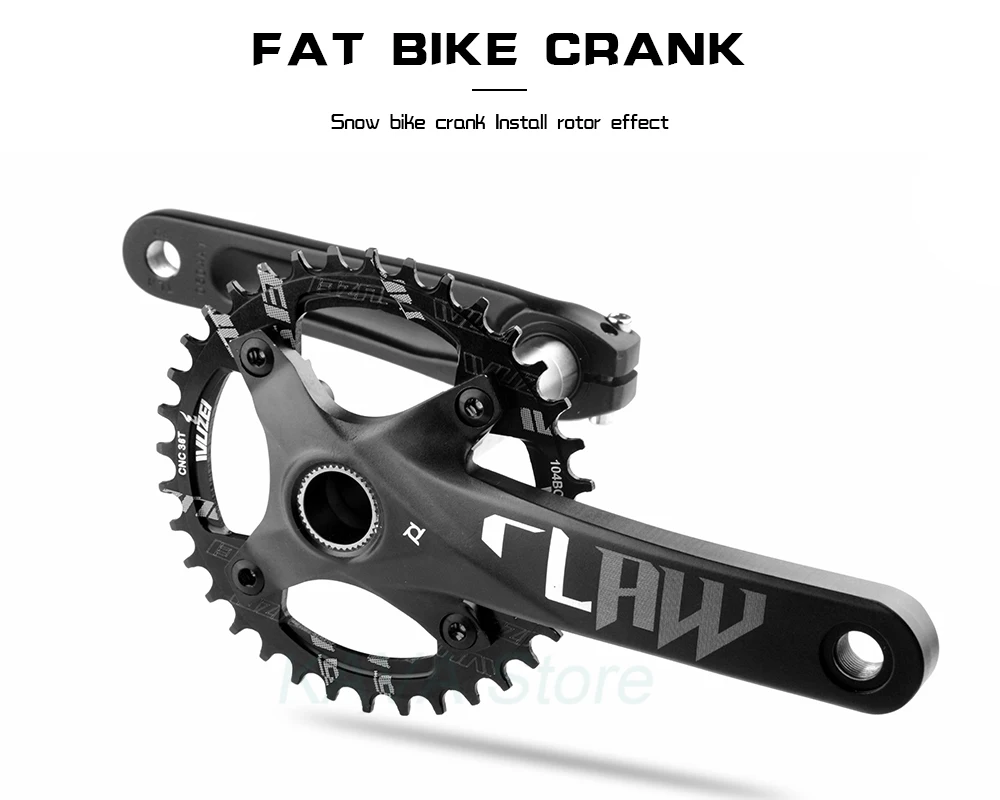 Prowheel Fatbike Kurbelgarnitur Claw-100/120 Schneebike Kurbelarm E-Bike Kettenblatt 104BCD Achse 176/192mm Tretlager BB100/120 – Detail 2