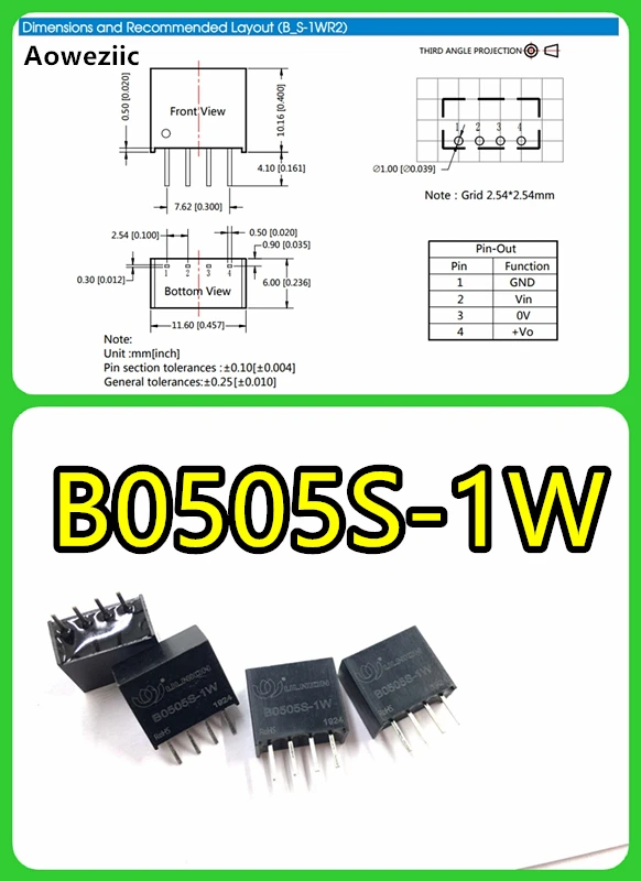 2Pcs B0505S-1W B0505S B0505 SIP-4 DC-DC power module 5V turn 5V Isolate the stabilizing power module